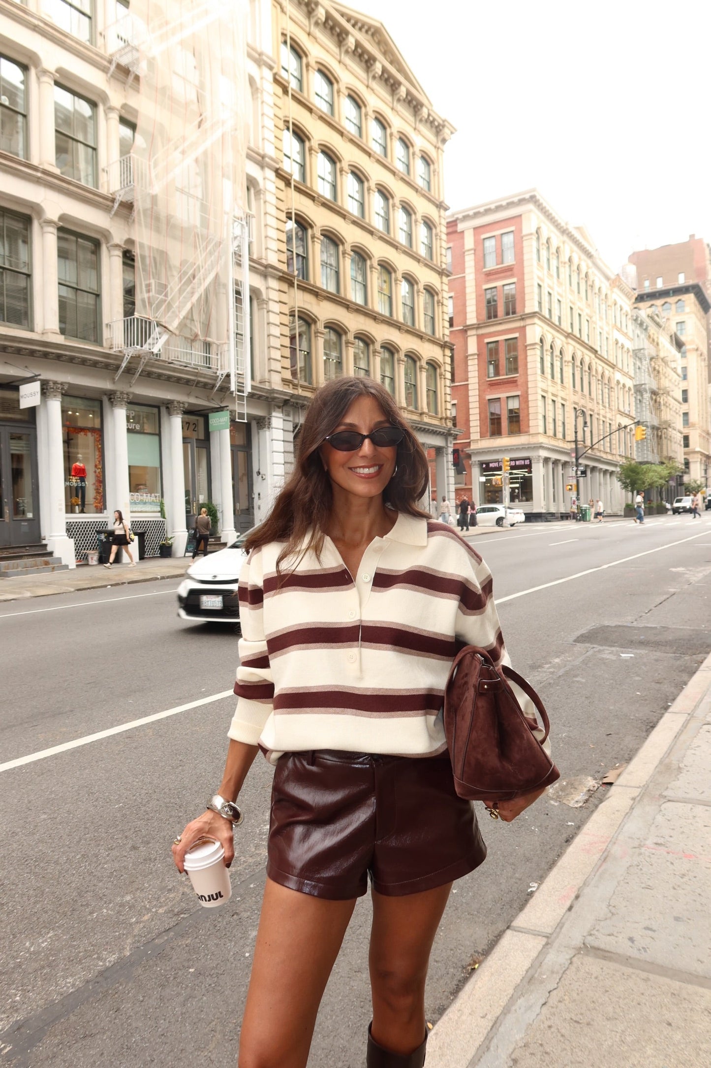 Boston stripete poloskjorte i brunt