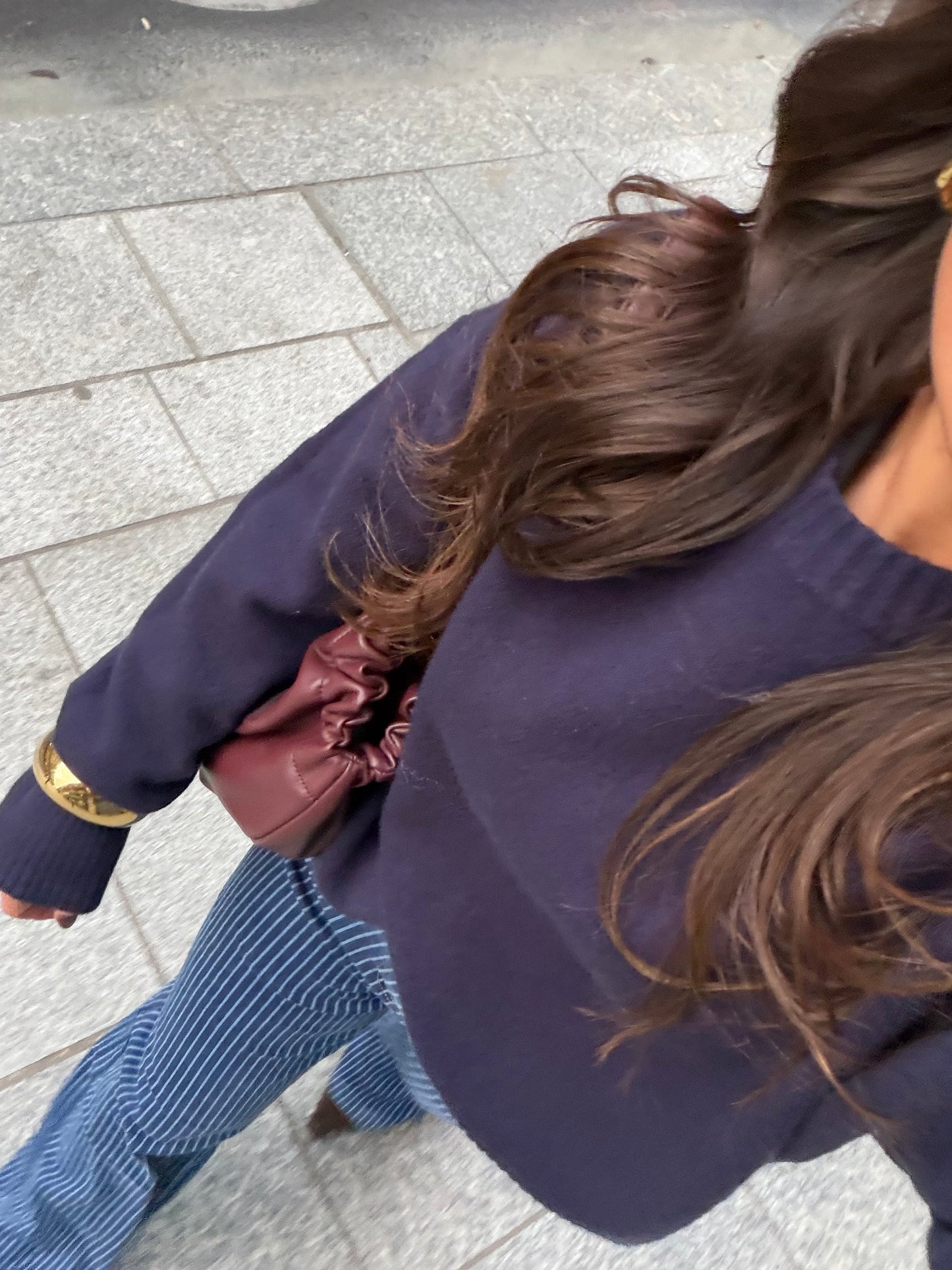 Blå stripete bukser