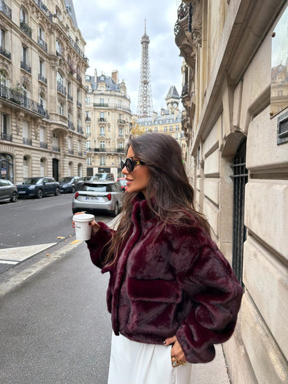 Burgunderfarget pelsjakke - Begrenset opplag