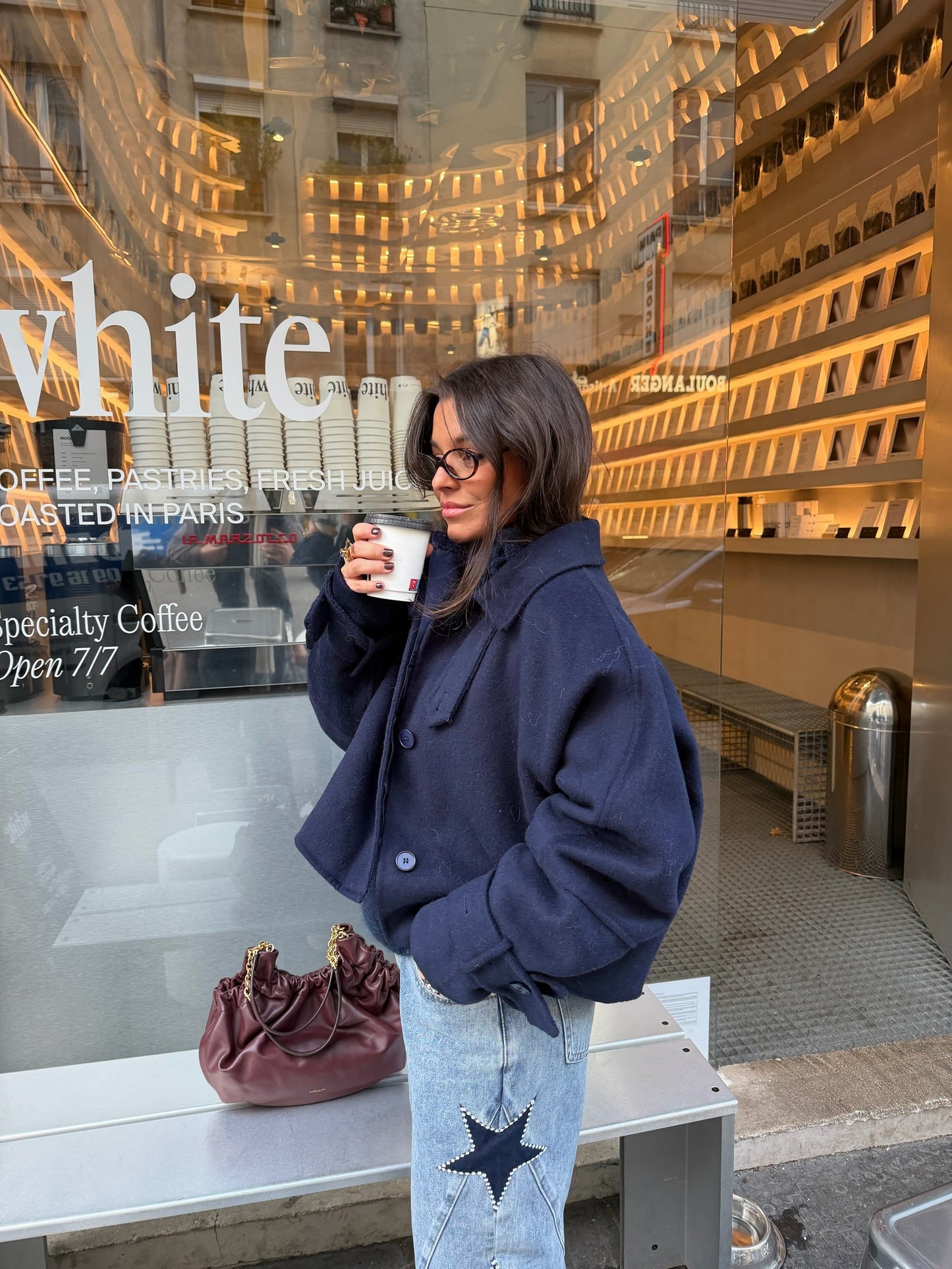 100 % ulljakke i marineblå