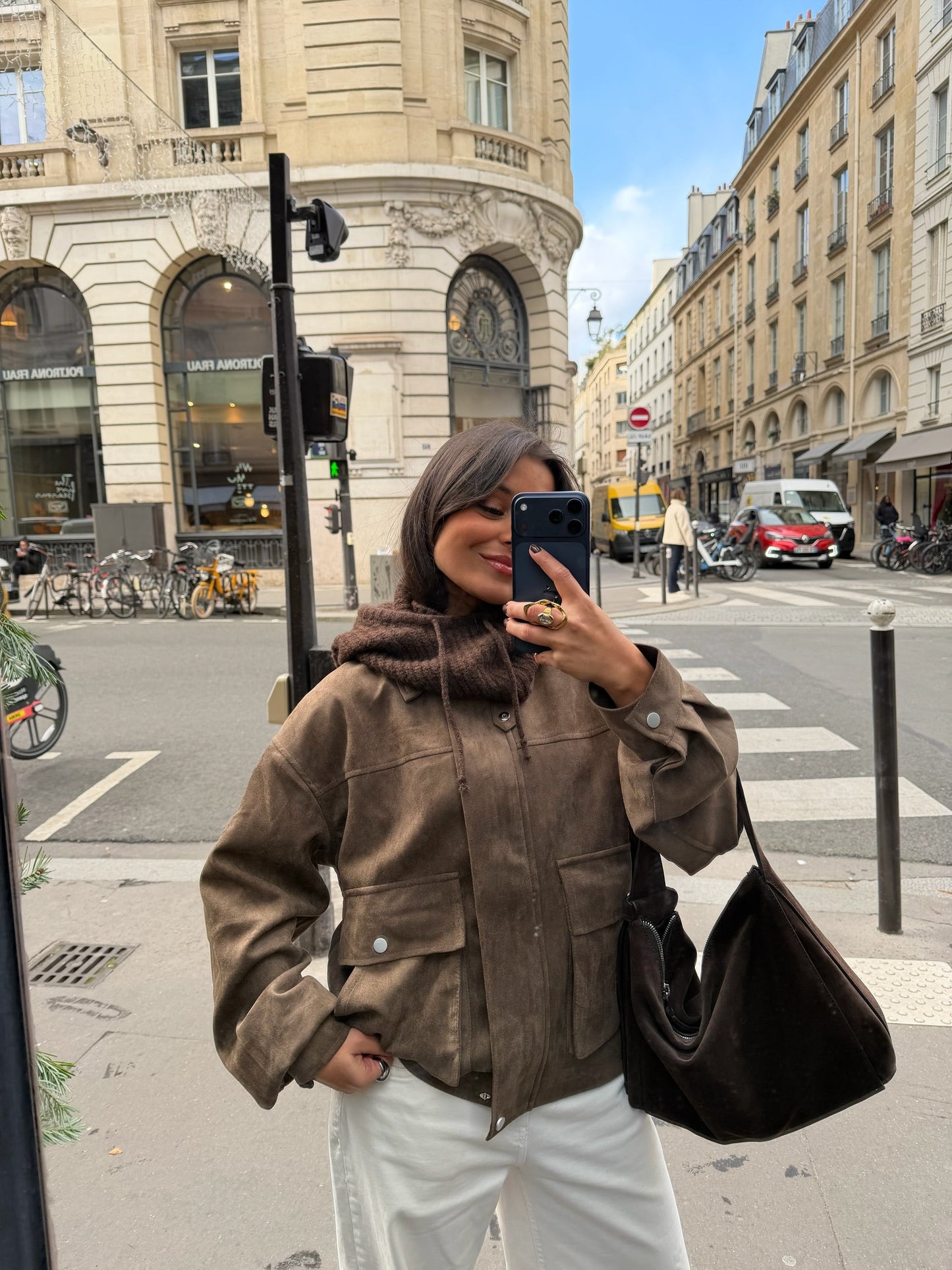 Strikket balaklava i brunt