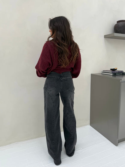 Vide grå denimjeans med nagler - Levering 21/11 til 28/11