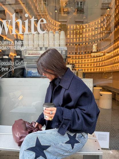 100 % ulljakke i marineblå