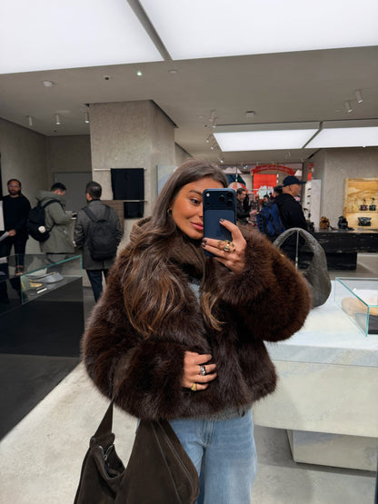 Camille pelsjakke i brunt