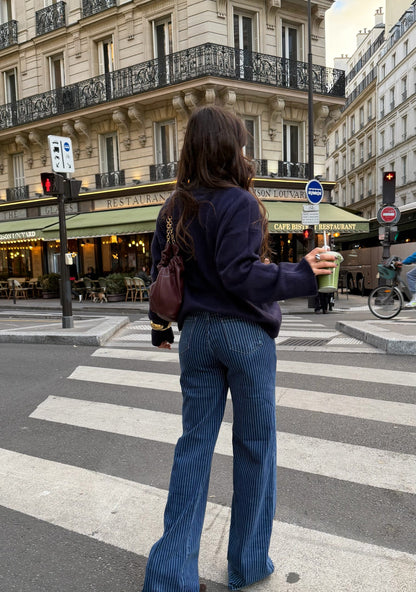 Blå stripete bukser