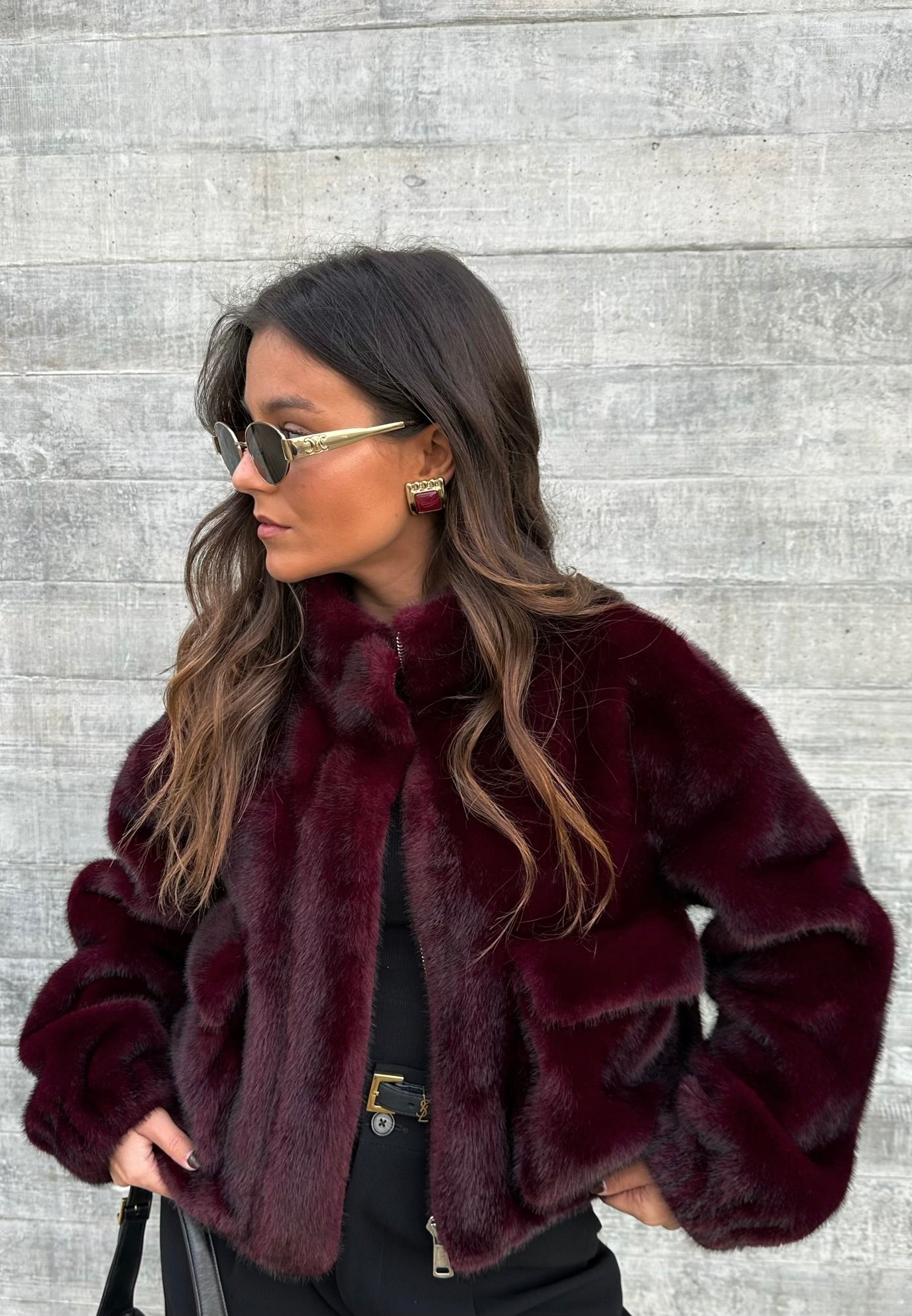 Burgunderfarget pelsjakke - Begrenset opplag