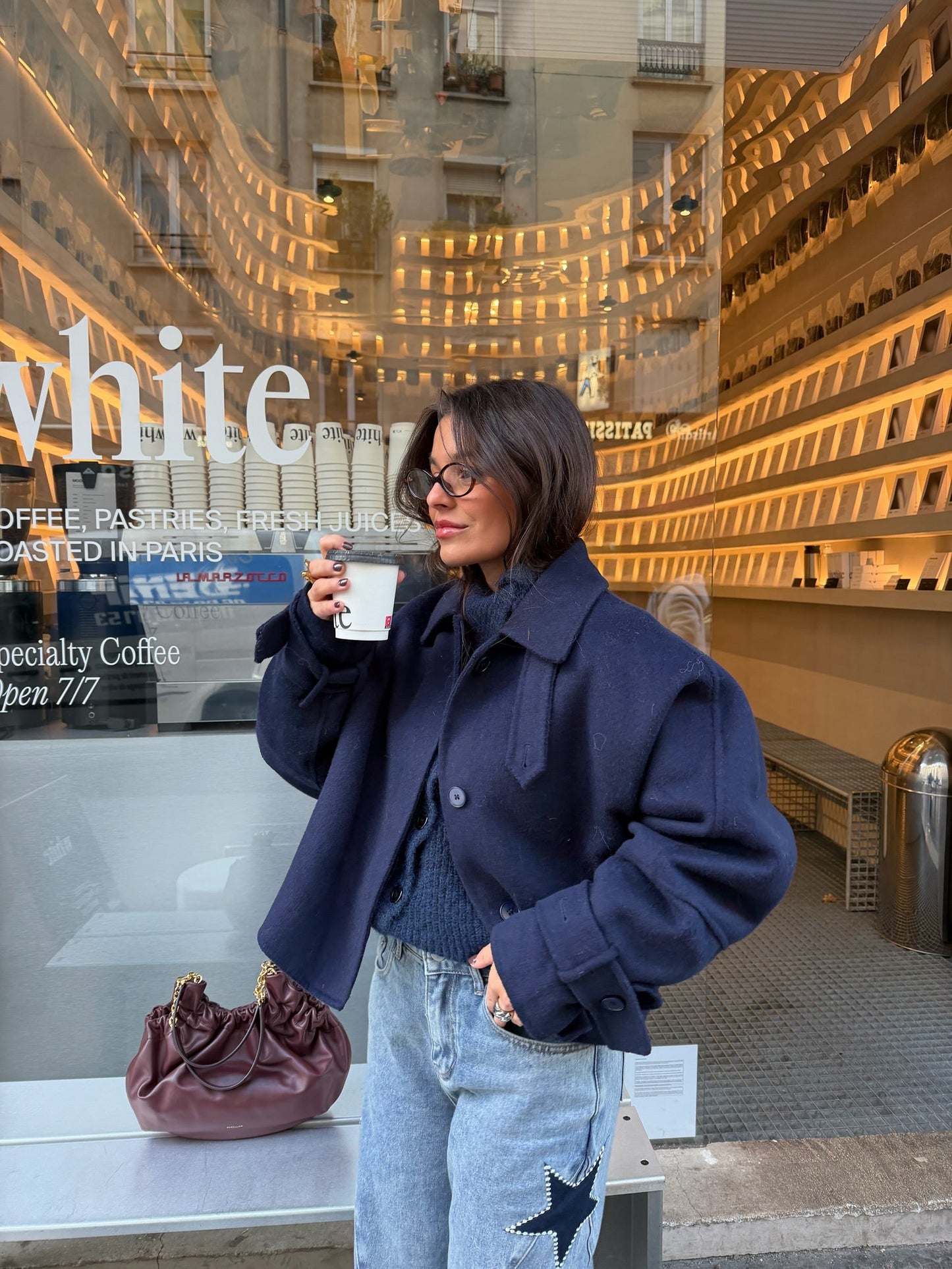 100 % ulljakke i marineblå