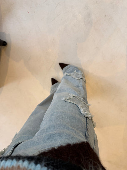 Asymmetriske stjernerjeans i lys denim