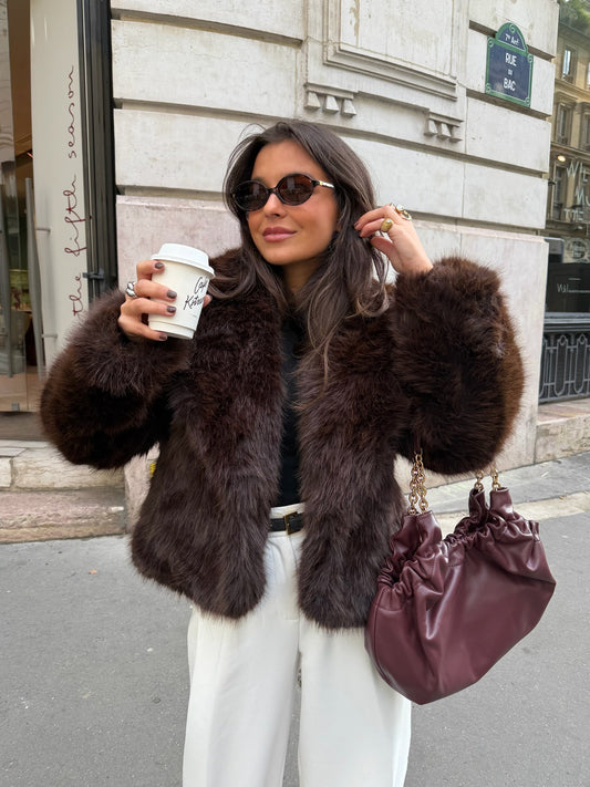 Camille pelsjakke i brunt