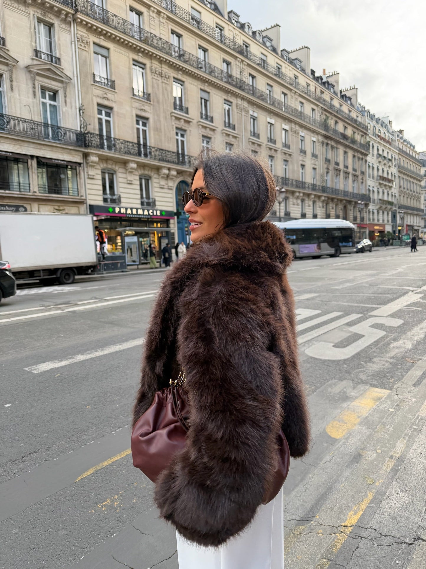 Camille pelsjakke i brunt