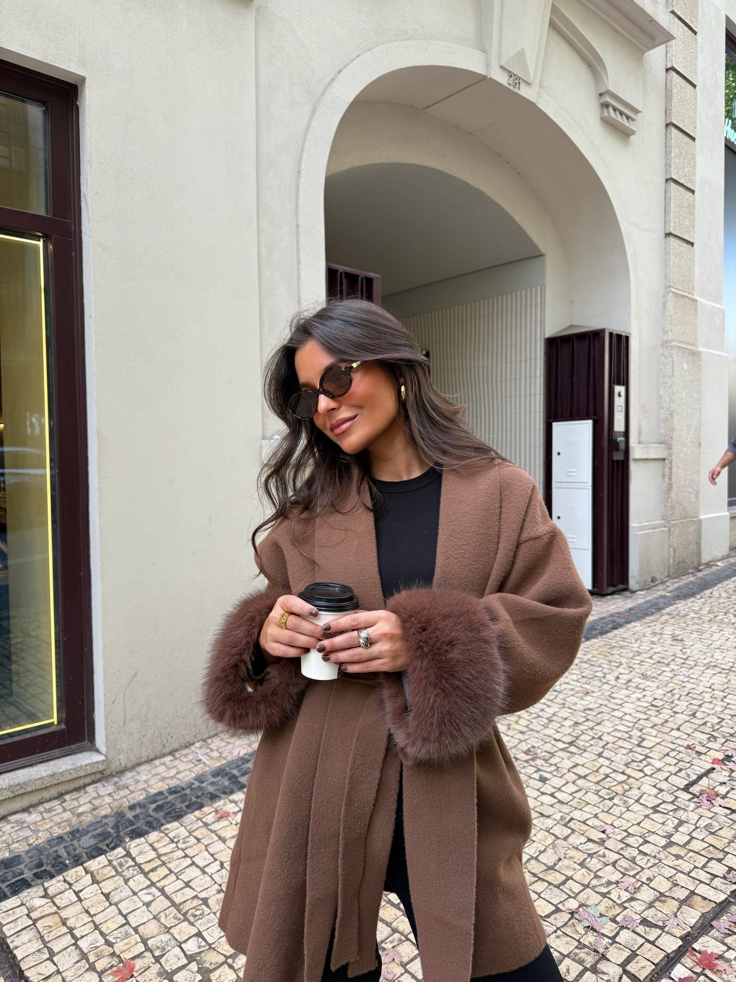 Caramel Coat with Fur