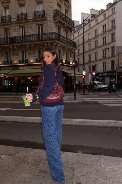 Blå stripete bukser