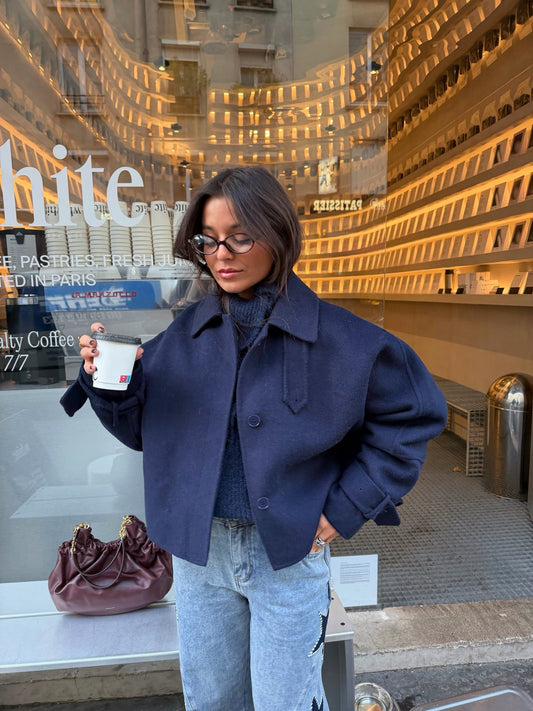 100 % ulljakke i marineblå