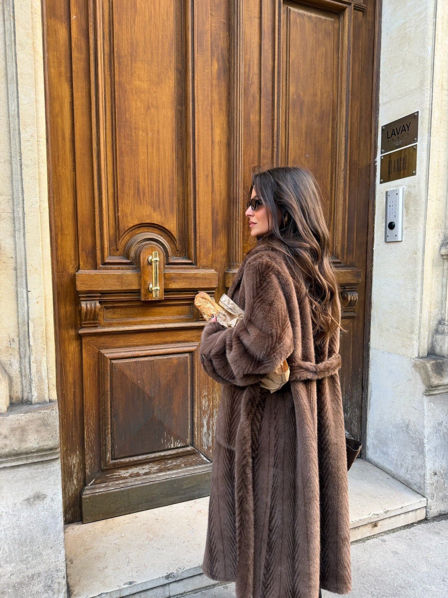 Sophie lang pels med belte